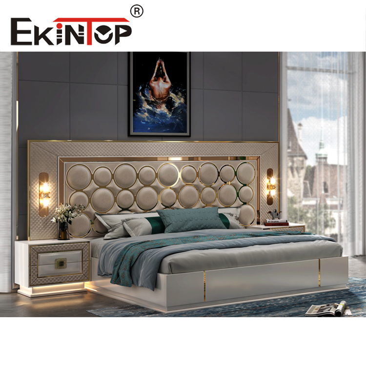 Ekintop king bed double modern bed room furniture bedroom set wooden bed furniture for sale