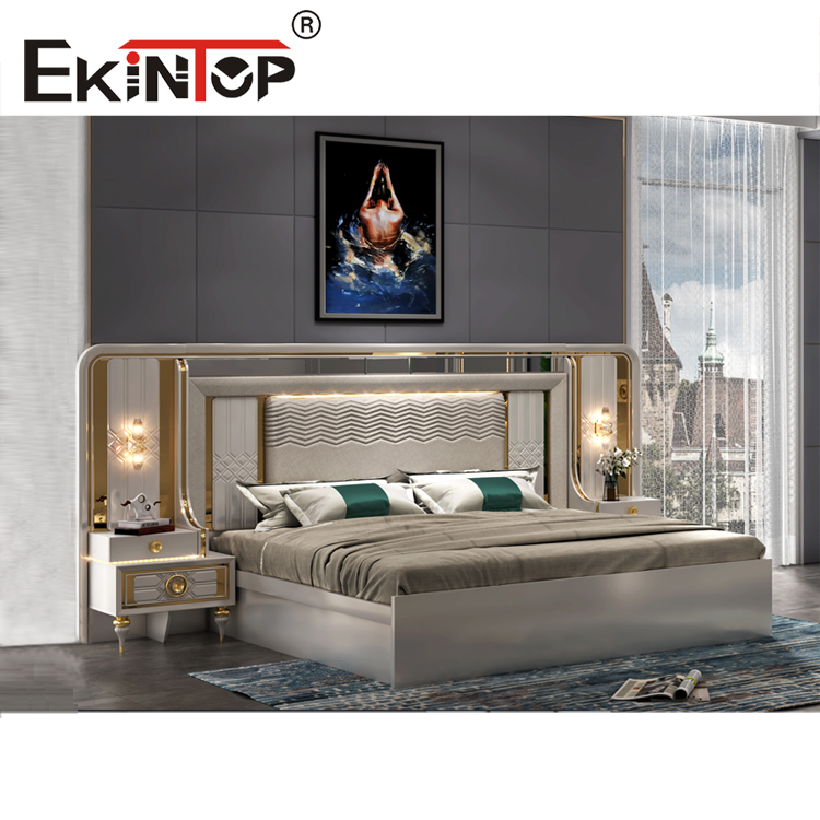 Ekintop king bed double modern bed room furniture bedroom set wooden bed furniture for sale