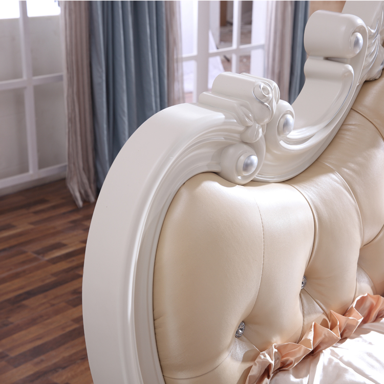 modern european solid wood bed Fashion Carved french bedroom furniture