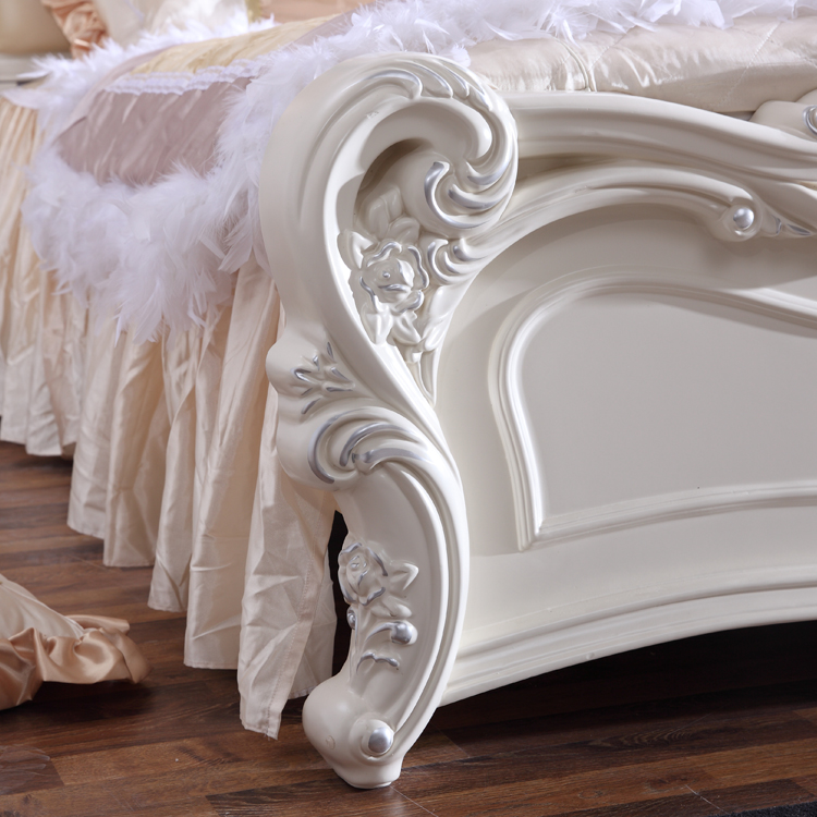 modern european solid wood bed Fashion Carved french bedroom furniture