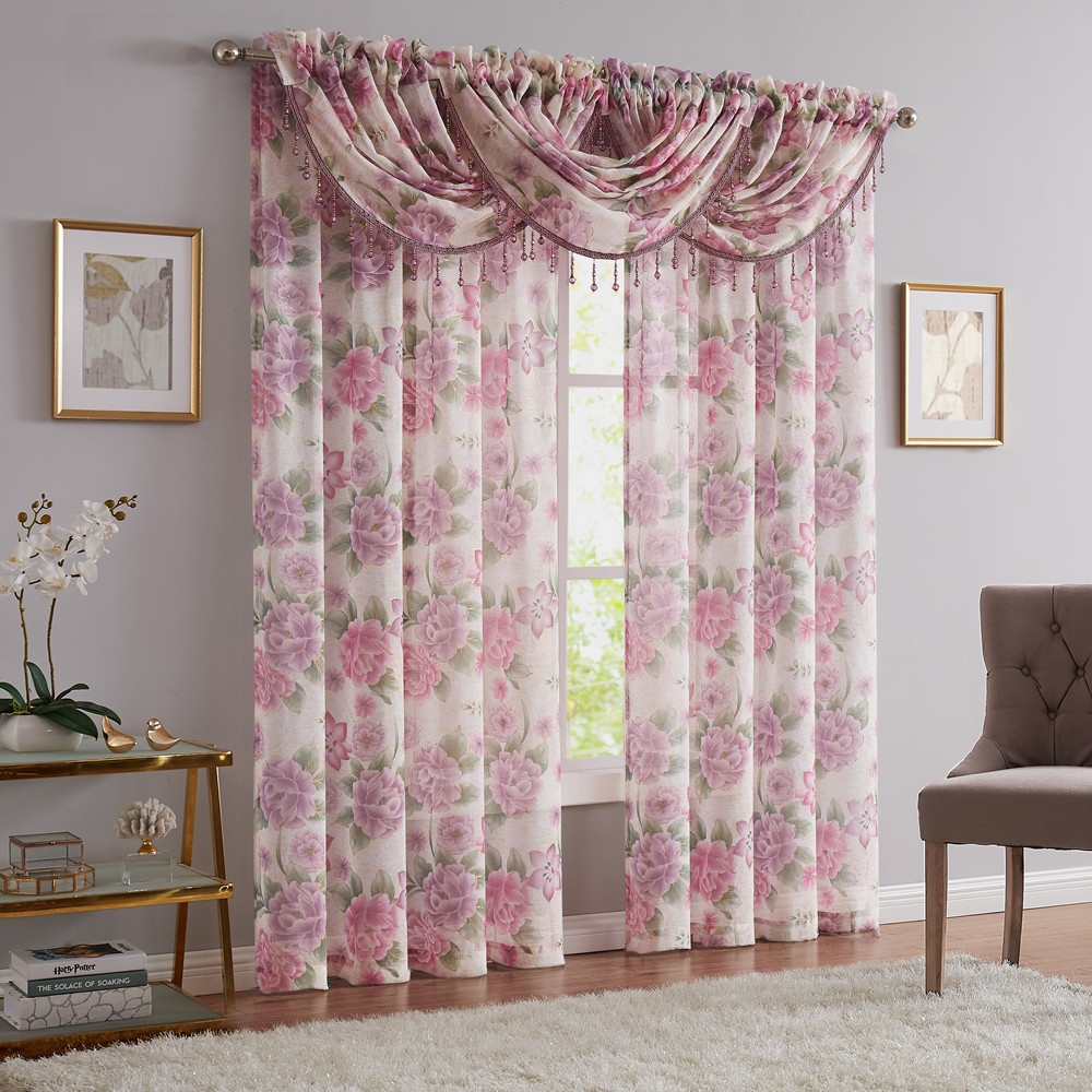 Hot selling cheap embroidery semi sheer curtain wi
