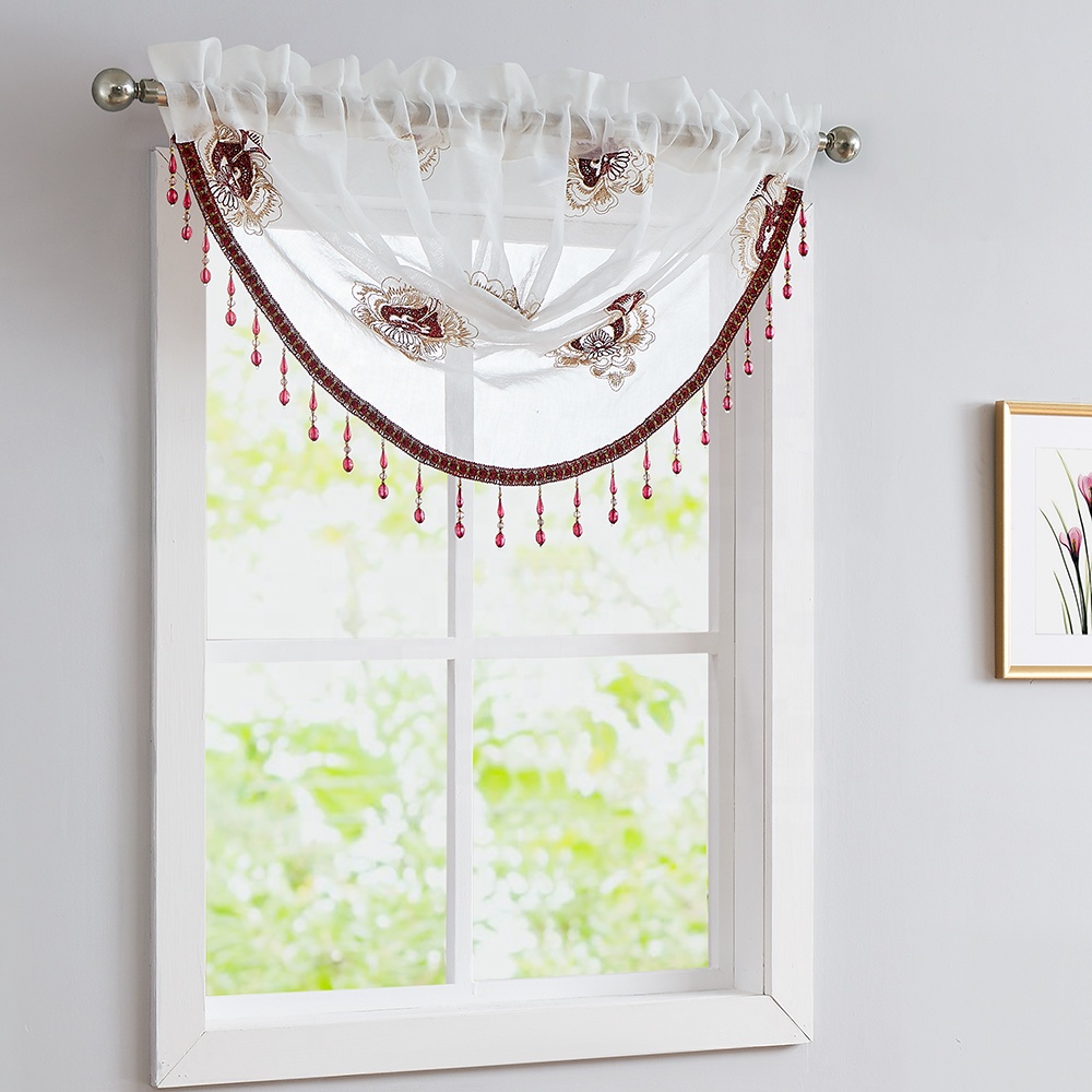 Hot selling cheap embroidery semi sheer curtain wi