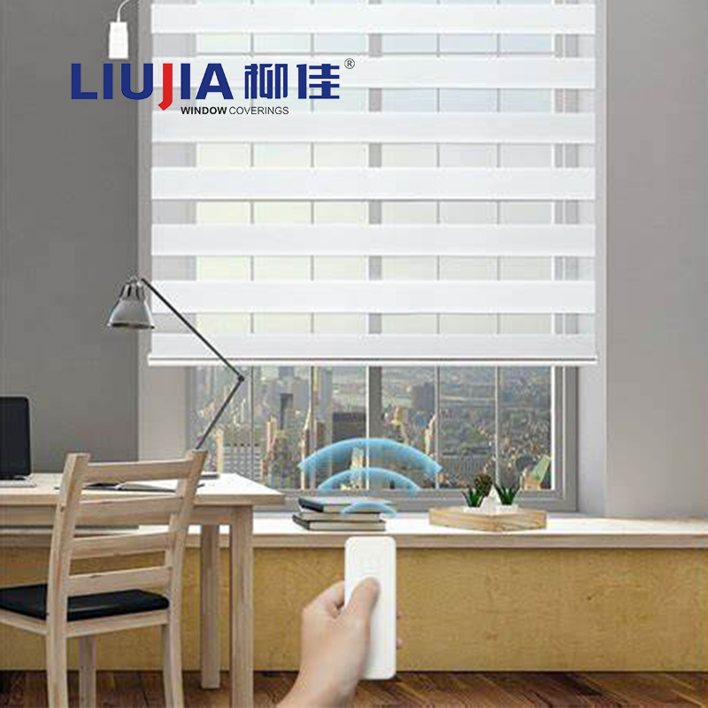 Motorized Blackout Motorised Shade Wifi Electric Smart Home Electric Double Roller Zebra Blind