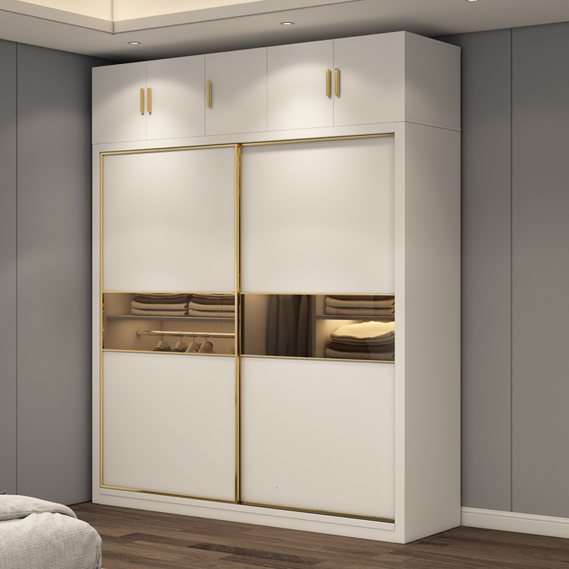 American Style Wooden Home Bedroom Furniture Wardrobe Bed Nightstand Sliding Door white Wardrobe Clo