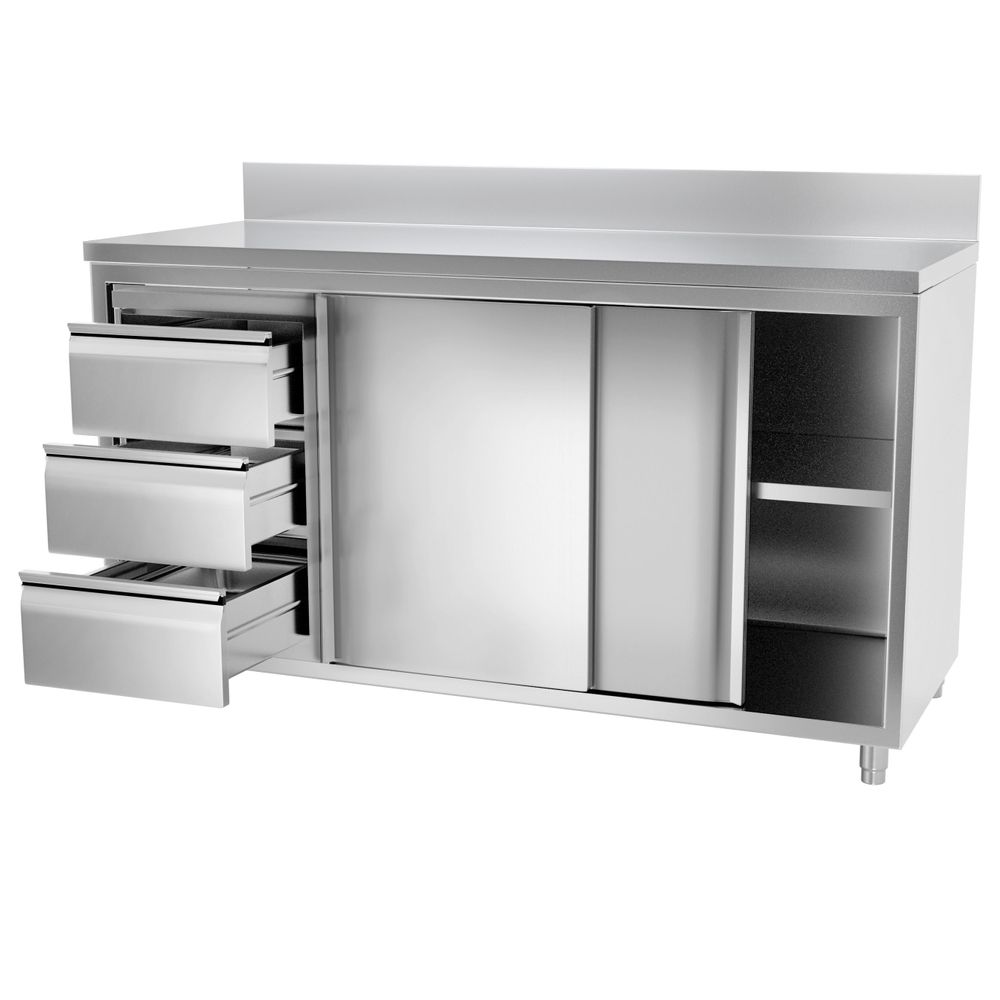 Stainless Steel kitchen Work cabinet with double-w