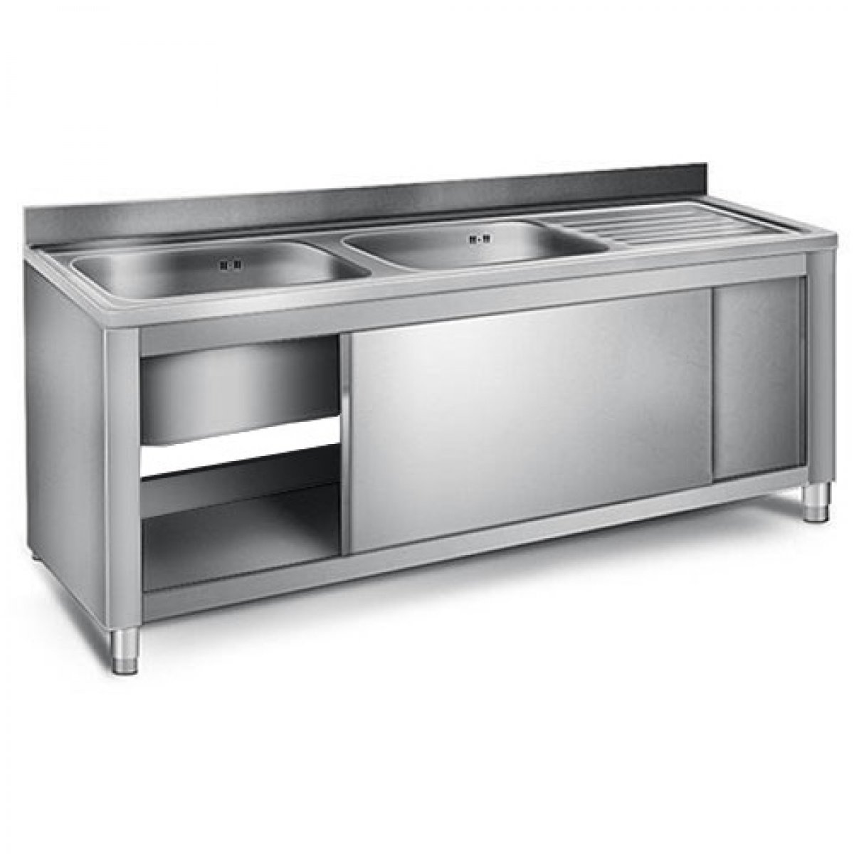 Stainless Steel kitchen Work cabinet with double-w