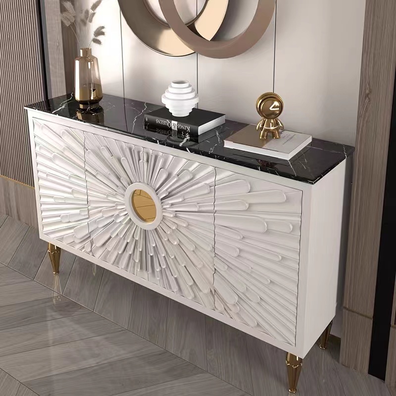 2022 modern luxury design hotel home furniture white black marble top kitchen cabinet