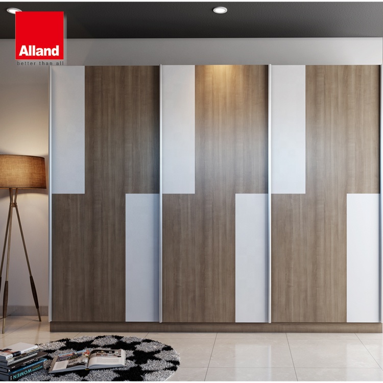 Modern Bedroom Furniture 3 Sliding Doors glass Wardrobe