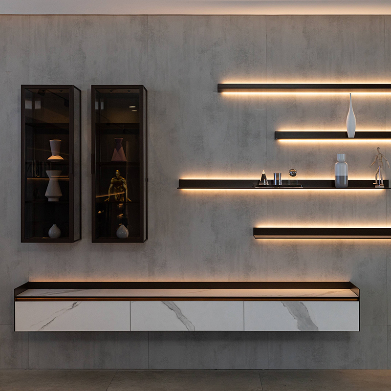 2022 Luxury Modern White TV Stands with aluminium shelves and drawers home furniture in living room