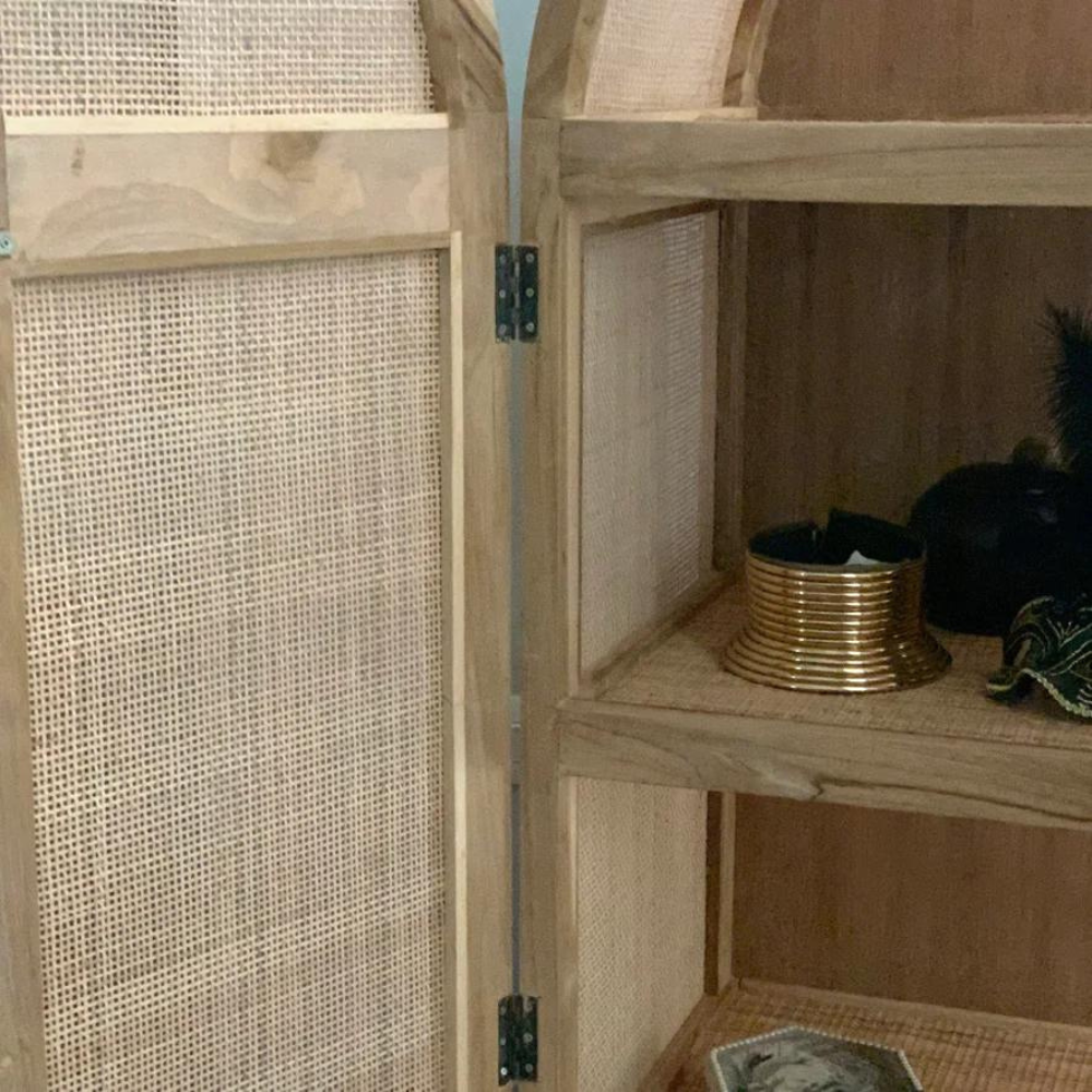 Home Furniture Teakwood and Rattan Material Contemporary Design Style Natural Color Wardrobes From I