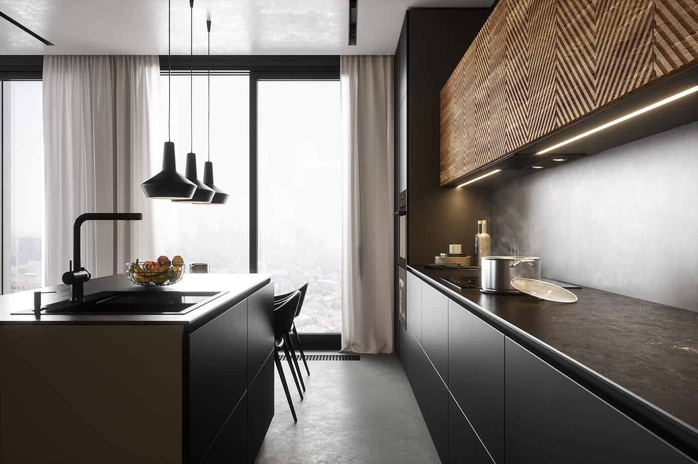 2021 Dorene Smart Black Modern Full Set Home Kitchen Designs Cabinets For Kitchen Modern Made in Chi