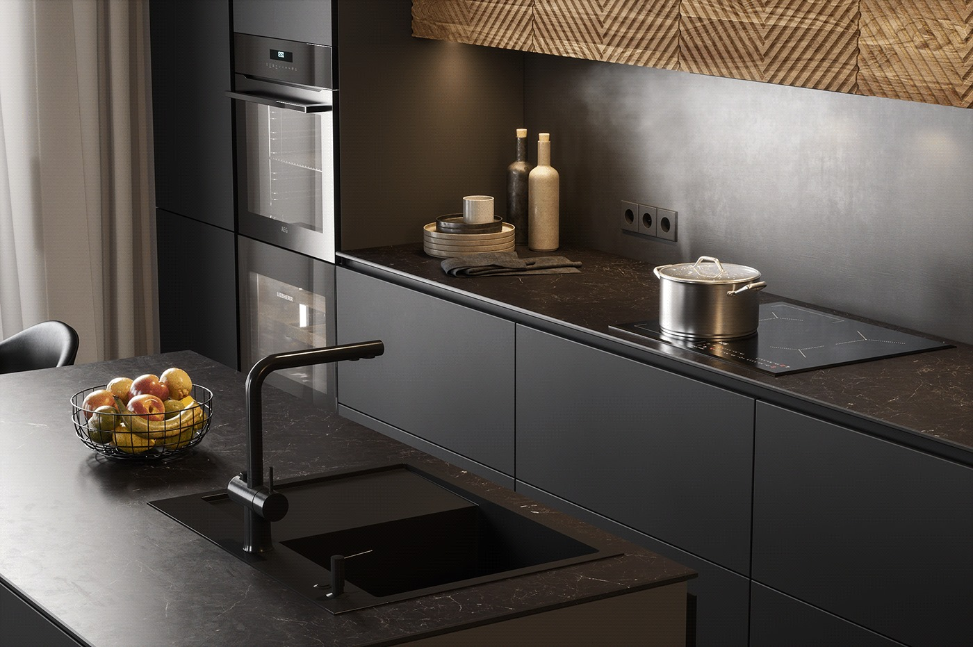 2021 Dorene Smart Black Modern Full Set Home Kitchen Designs Cabinets For Kitchen Modern Made in Chi
