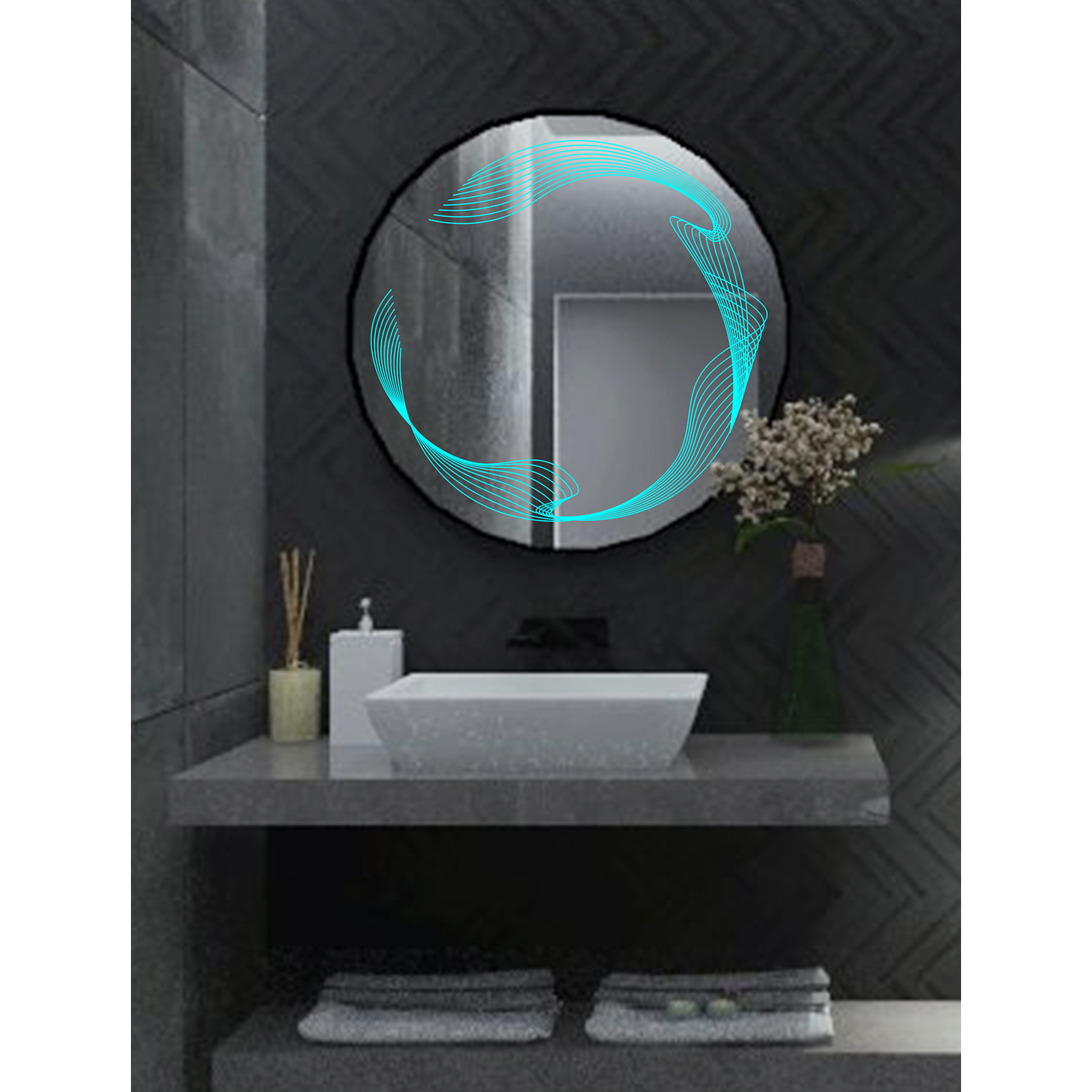 Modern Custom-Designed Home Wall-Mounted Decorative Mirror Circular LES Smart Mirror Luminous Mirror