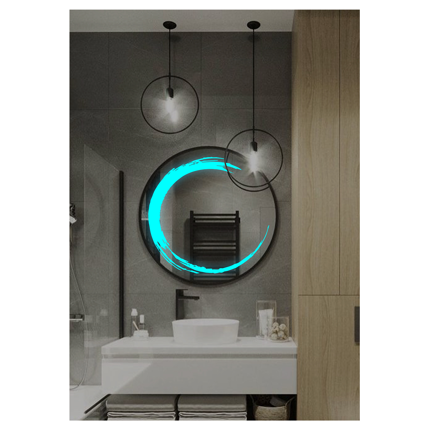 Modern Custom-Designed Home Wall-Mounted Decorative Mirror Circular LES Smart Mirror Luminous Mirror