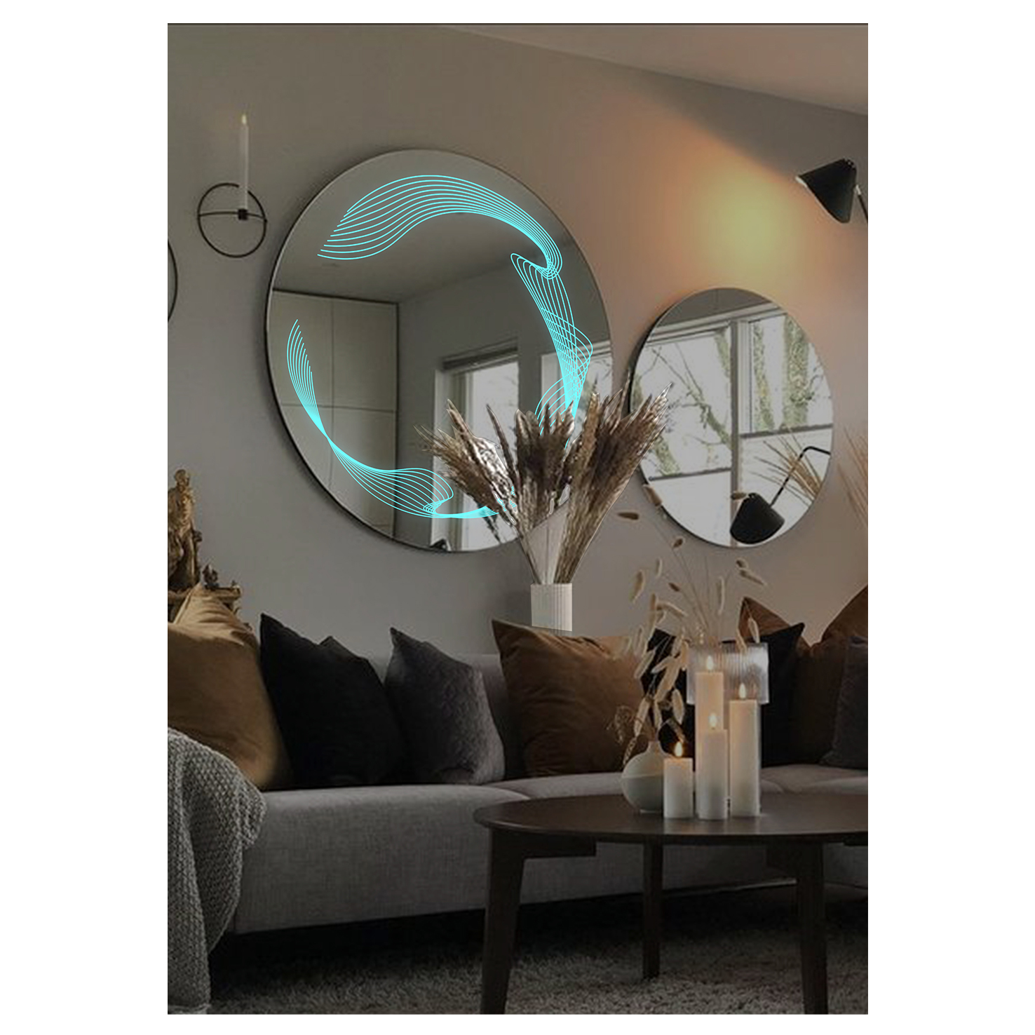 Modern Custom-Designed Home Wall-Mounted Decorative Mirror Circular LES Smart Mirror Luminous Mirror