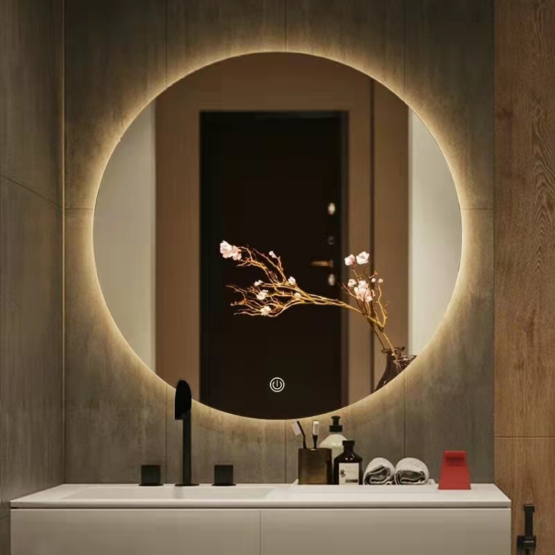 Home Furniture Round Wall Mirror Touch Backlit Smart Lighted Led Bathroom Mirror