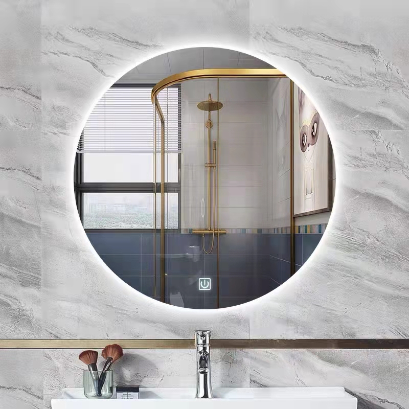 Home Furniture Round Wall Mirror Touch Backlit Smart Lighted Led Bathroom Mirror