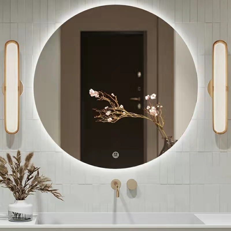 Home Furniture Round Wall Mirror Touch Backlit Smart Lighted Led Bathroom Mirror