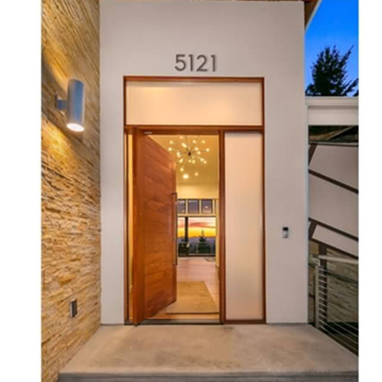 Modern Simple Design Solid Wood Door Security Entrance Doors With Lock Factory Supply