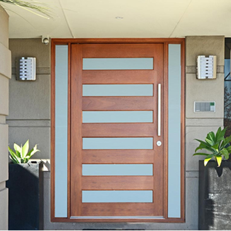 Modern Simple Design Solid Wood Door Security Entrance Doors With Lock Factory Supply