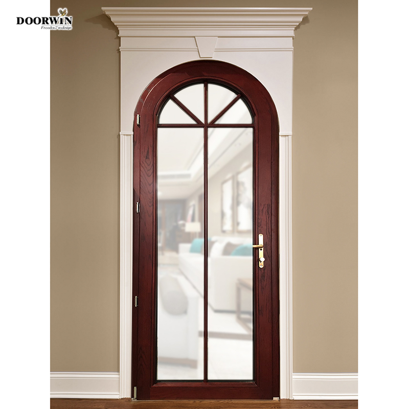 Doorwin China Factory Supplied Half Circle Front Door Glass Around Wood Entry Doors Glass Casement H