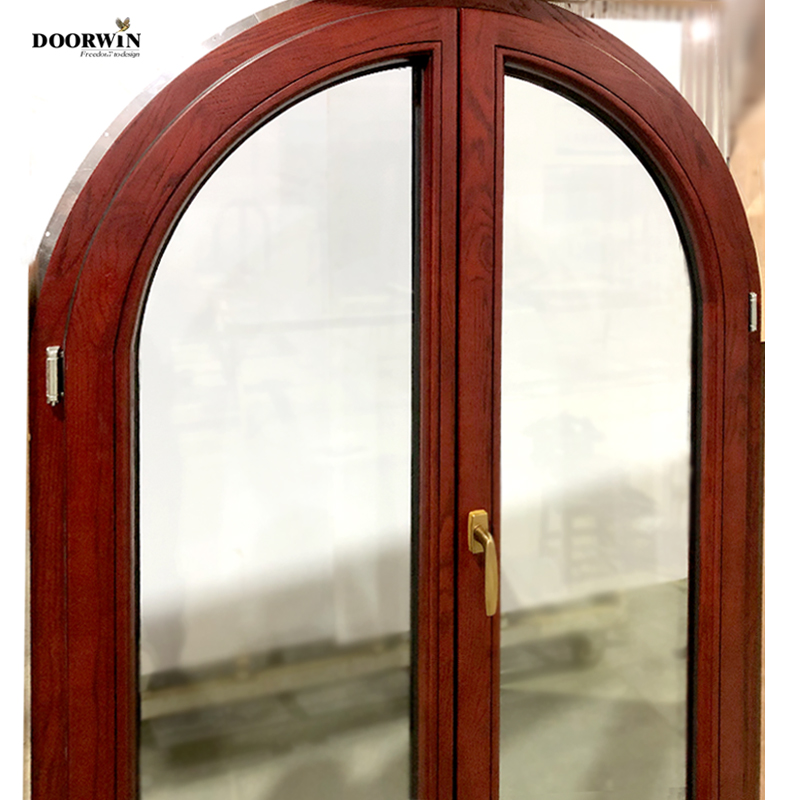 Doorwin China Factory Supplied Half Circle Front Door Glass Around Wood Entry Doors Glass Casement H
