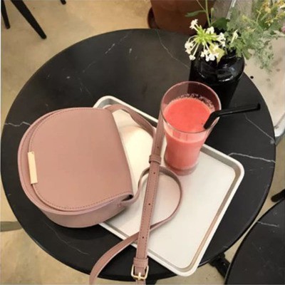 Korean Style Retro Elegant Simple Half Round Women Sling Bag