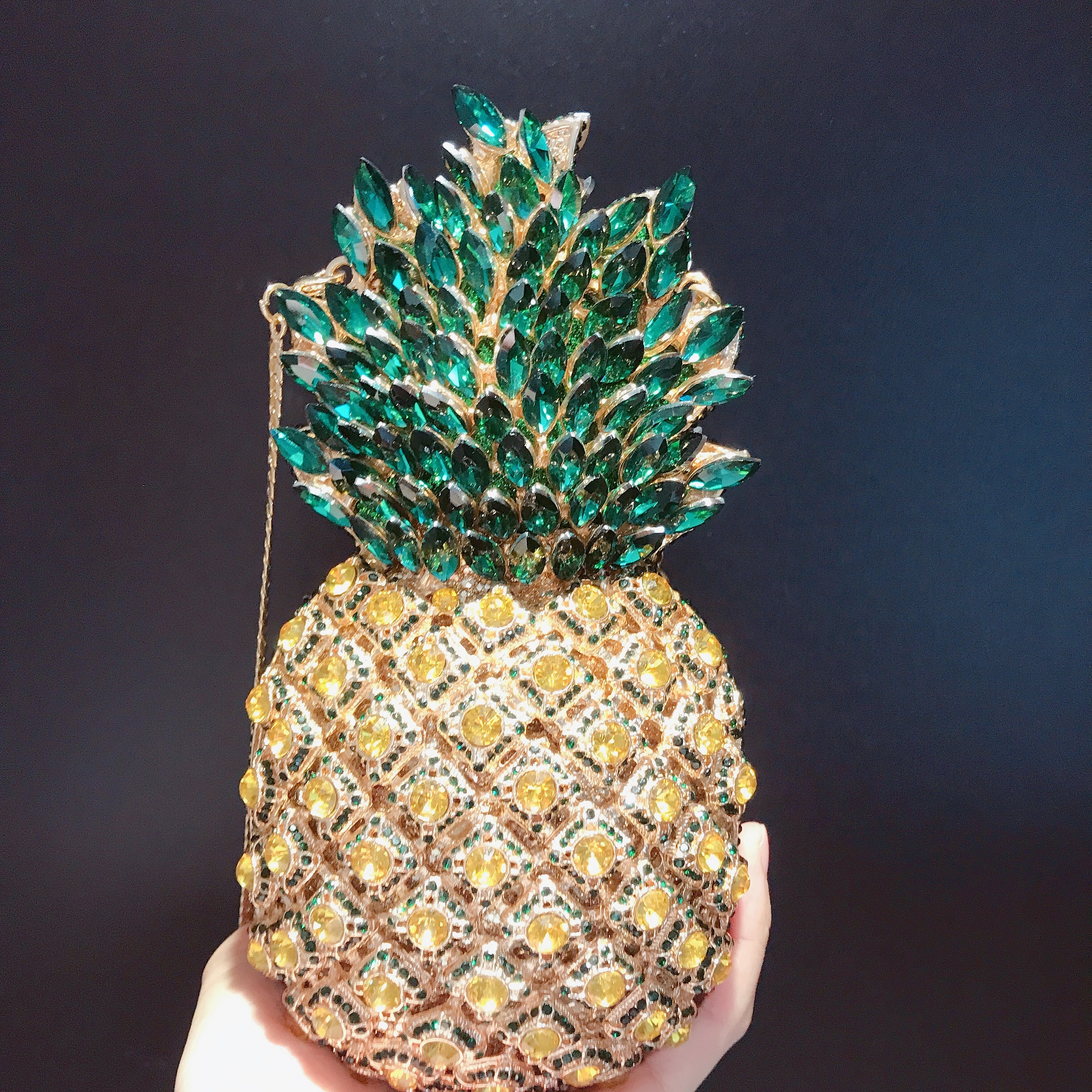 Pineapple dinner party banquet rhinestone full diamond purses crystal women clutch bags diamond clut