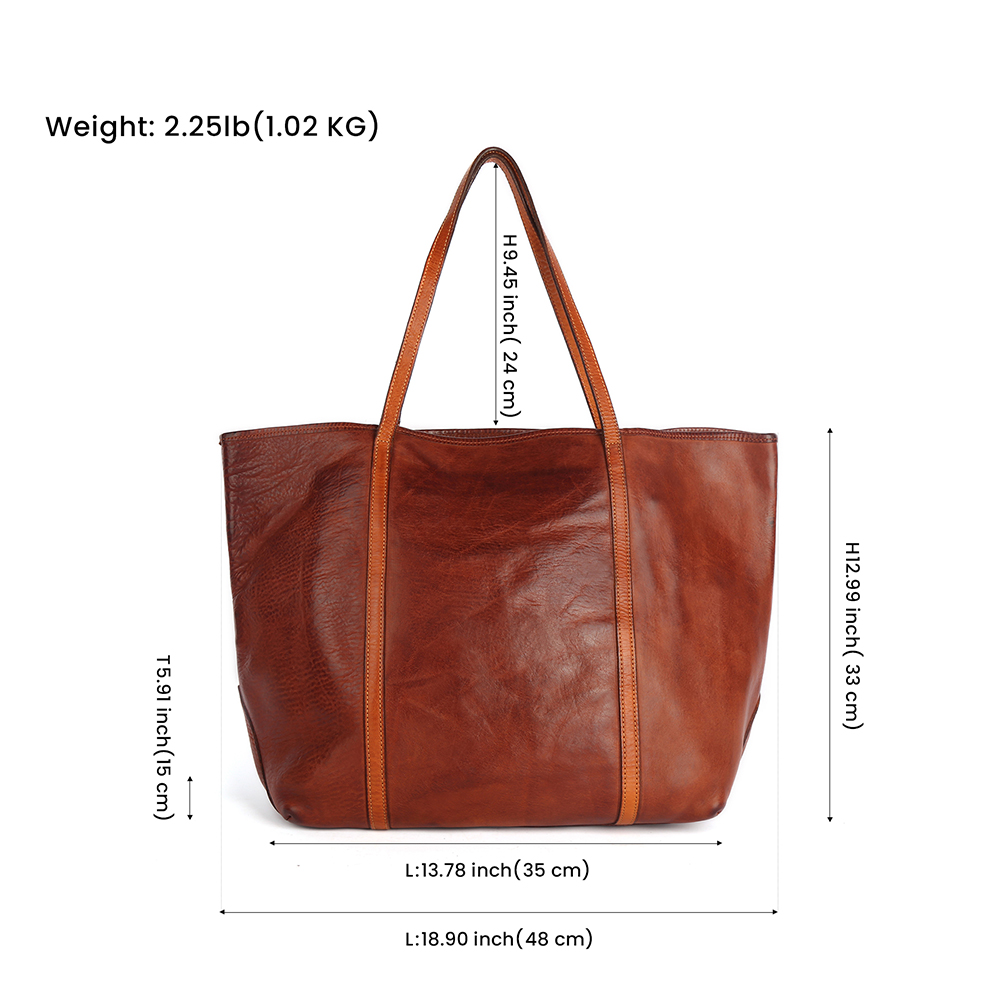 Large Capacity Designer Shoulder Tote Bag Vegetable Tanned Leather Handbags Purse Luxury Women's Tot