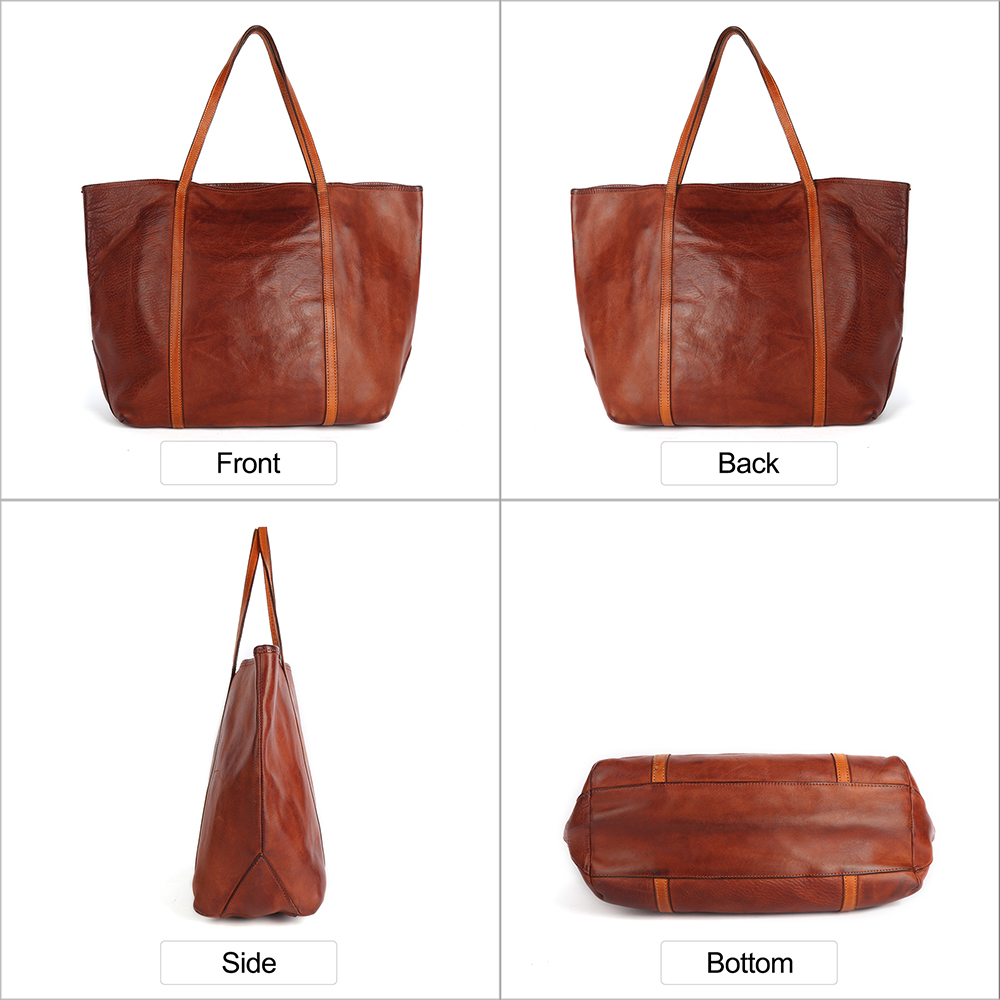 Large Capacity Designer Shoulder Tote Bag Vegetable Tanned Leather Handbags Purse Luxury Women's Tot