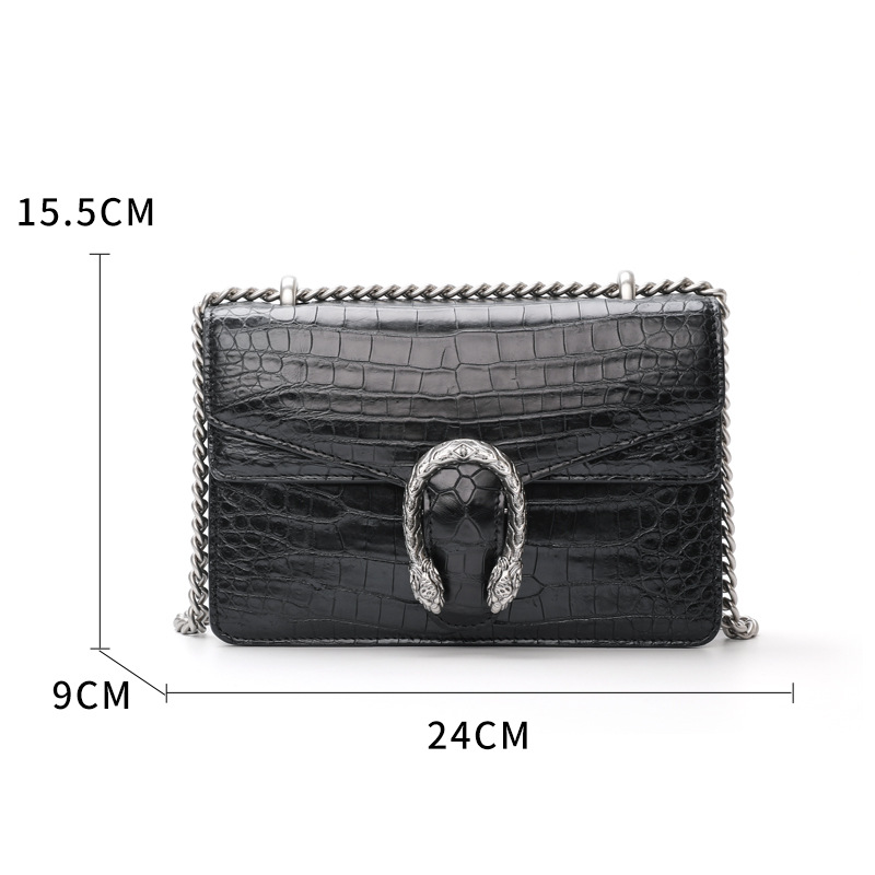 2022 high-end crocodile leather hand-stitched classic style women's bag