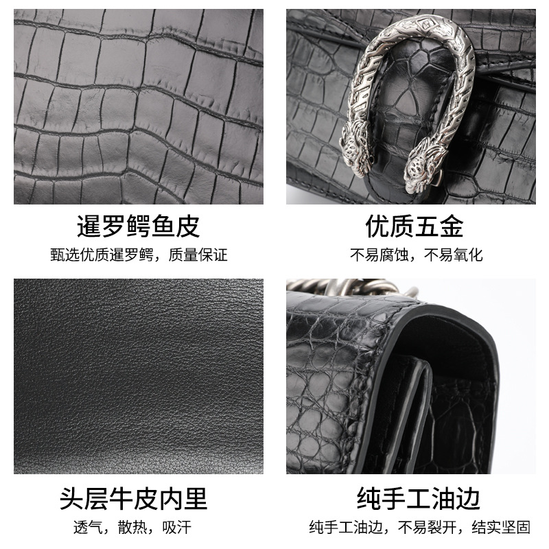 2022 high-end crocodile leather hand-stitched classic style women's bag