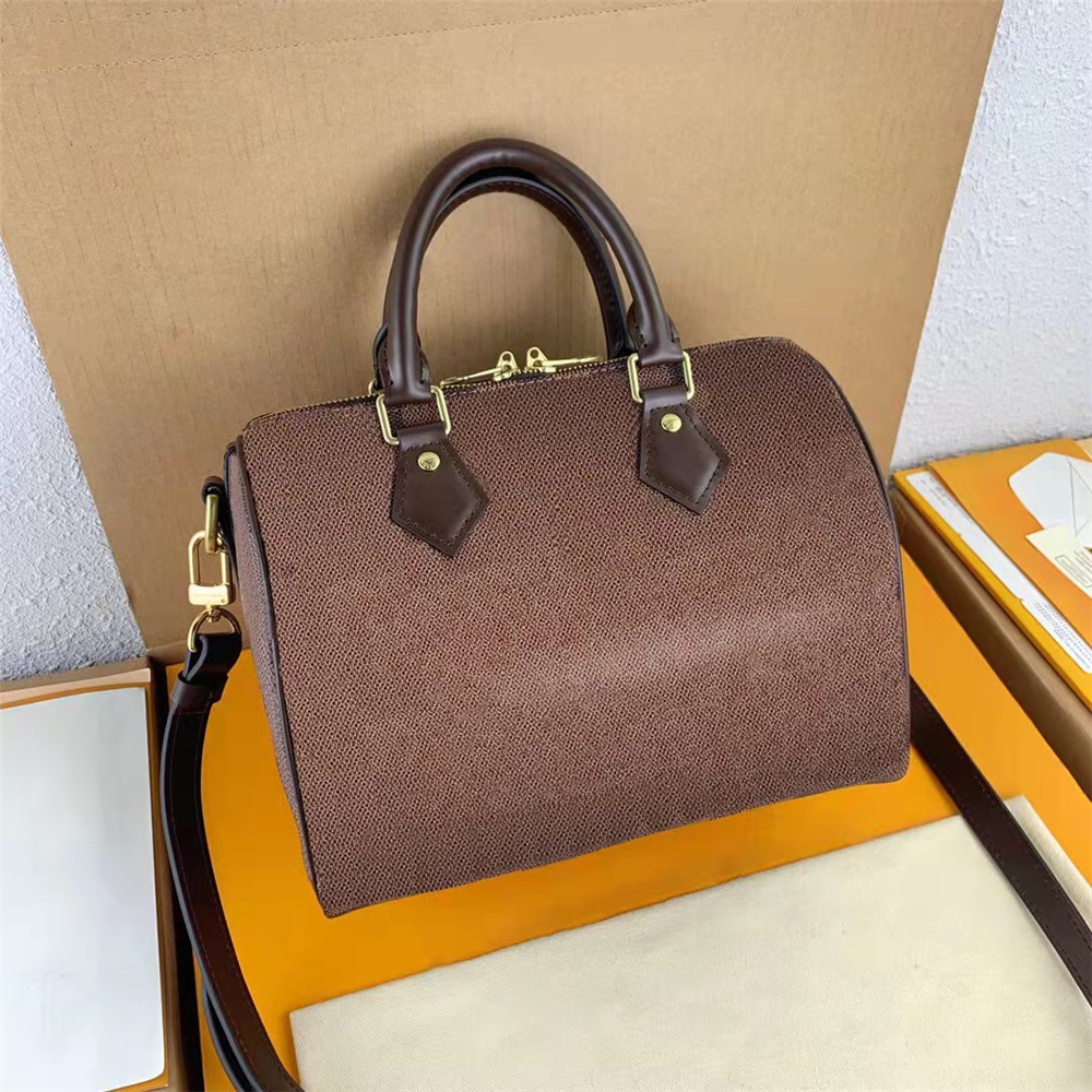 2021 Luxury Brand Speedy Bag Women Top Quality Real Leather Shoulder Monogram Travel Bag 20/25/30cm 
