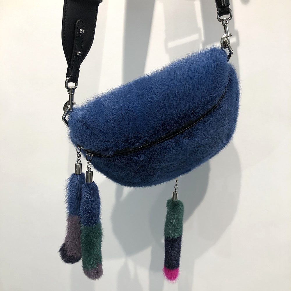 Women High Quality Real Mink Fur Bag Ladies Casual Handbag Chest Bag