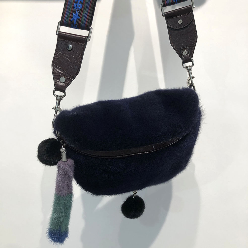 Women High Quality Real Mink Fur Bag Ladies Casual Handbag Chest Bag