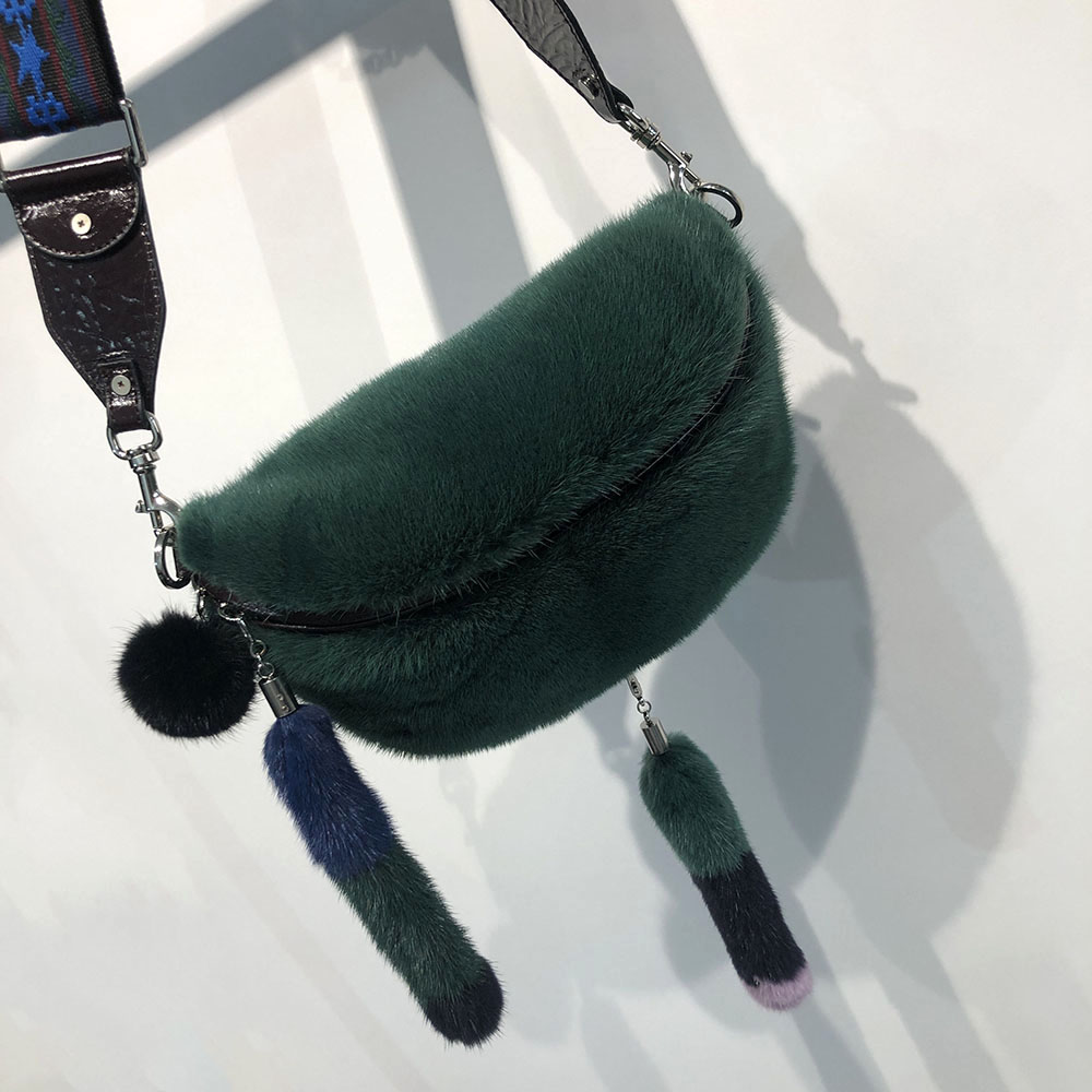 Women High Quality Real Mink Fur Bag Ladies Casual Handbag Chest Bag
