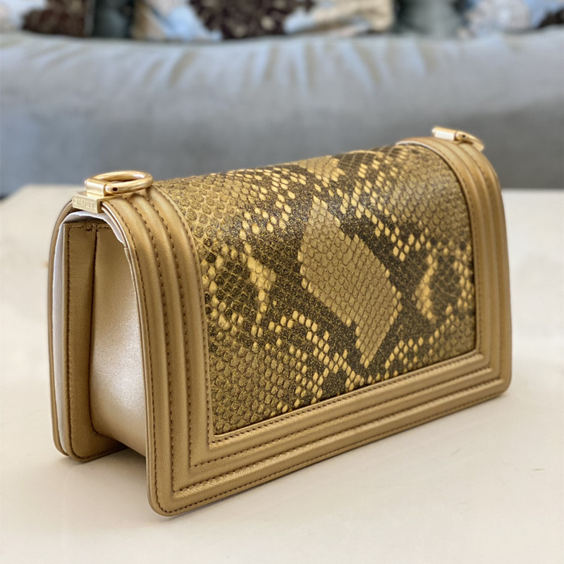 22 classic small boy leather embossed snake pattern flap bag gold buckle shoulder chain hand-held me