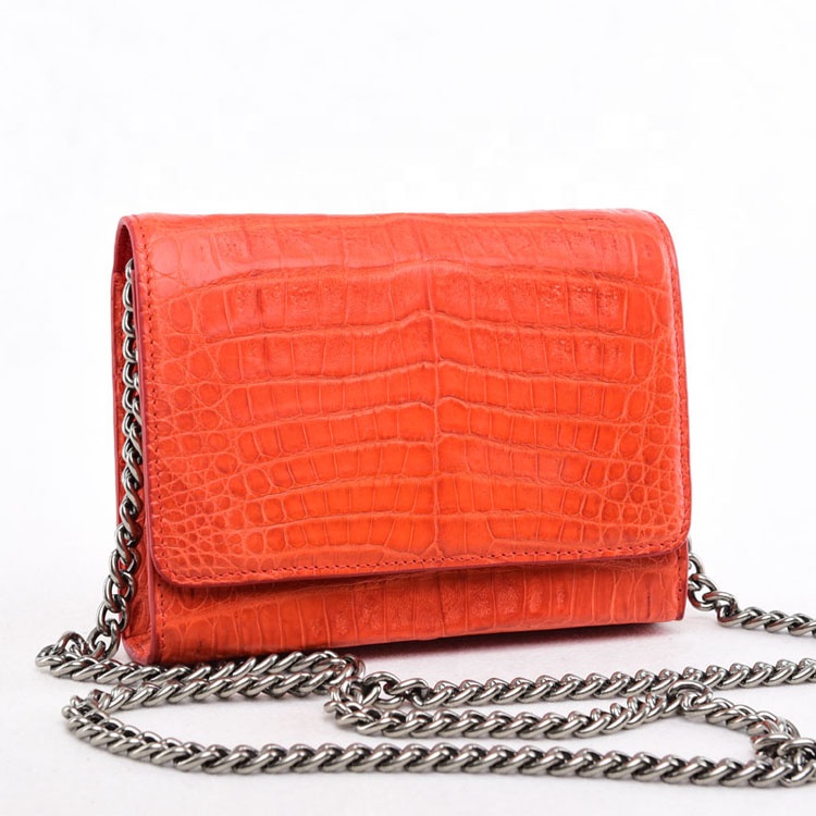 Simple style Crocodile mini chain  cross body  bags luxury real crocodile  leather  purse crocodile 