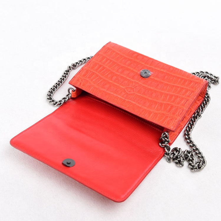Simple style Crocodile mini chain  cross body  bags luxury real crocodile  leather  purse crocodile 