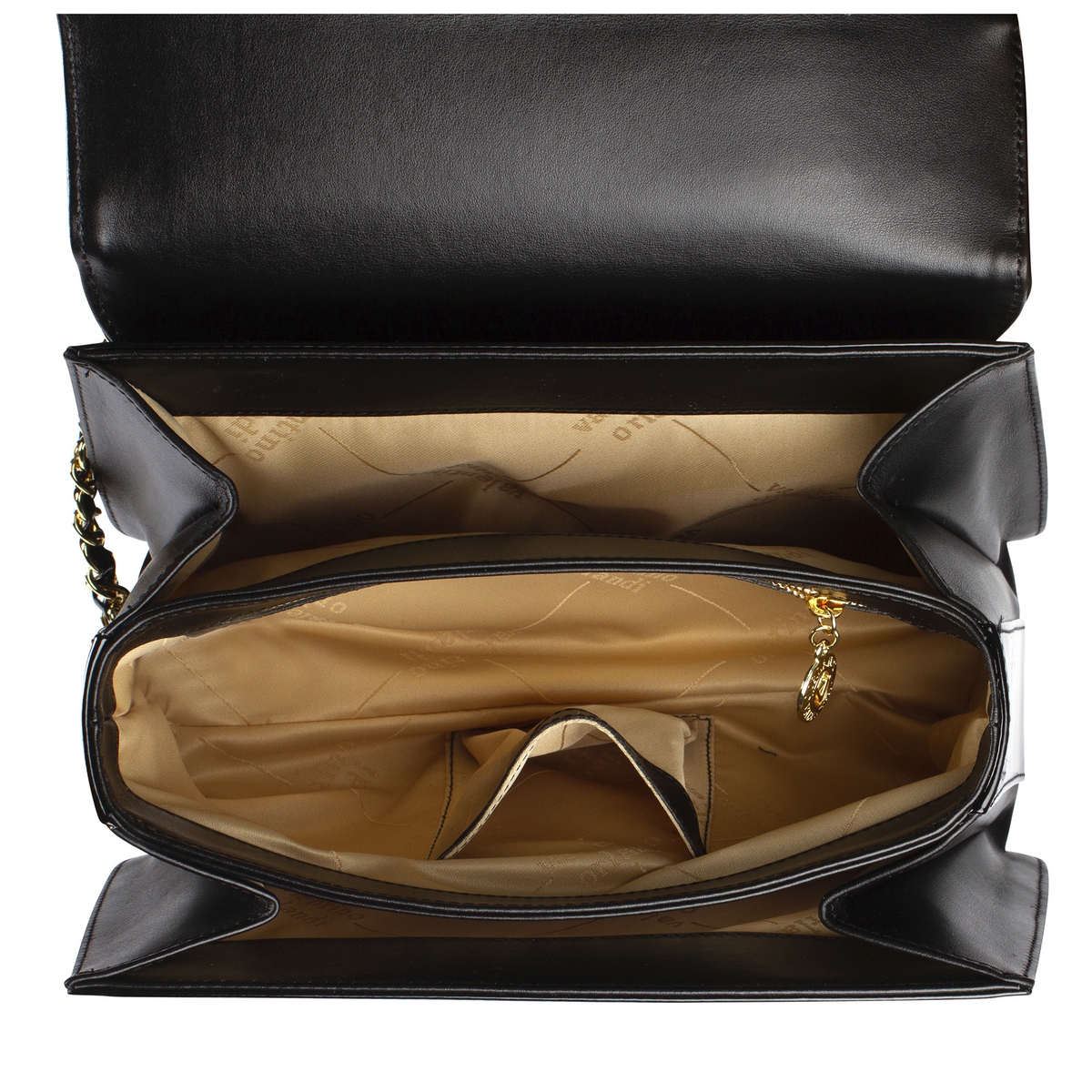 BLACK LEATHER SHOULDER BAG 6897 WITH RHINESTONES FOR WOMEN