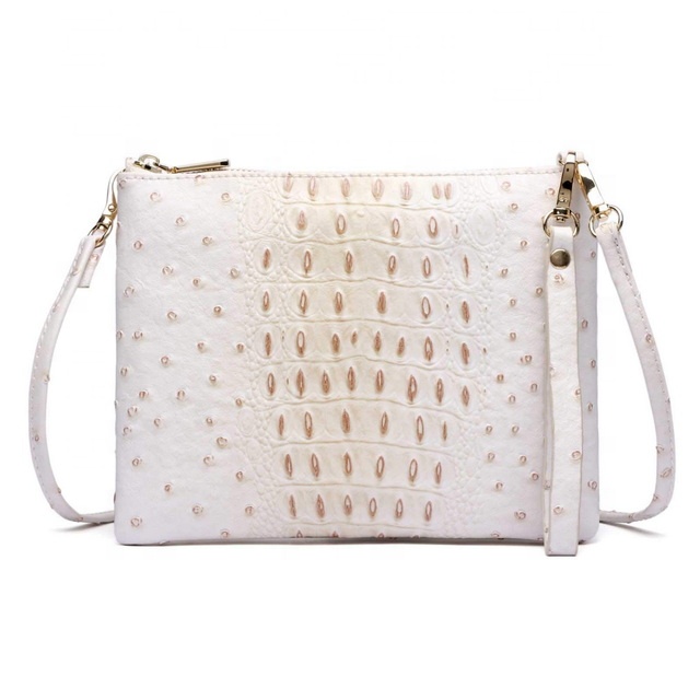 Ostrich Leather Envelope Crossbody Clutch Bag Ladi