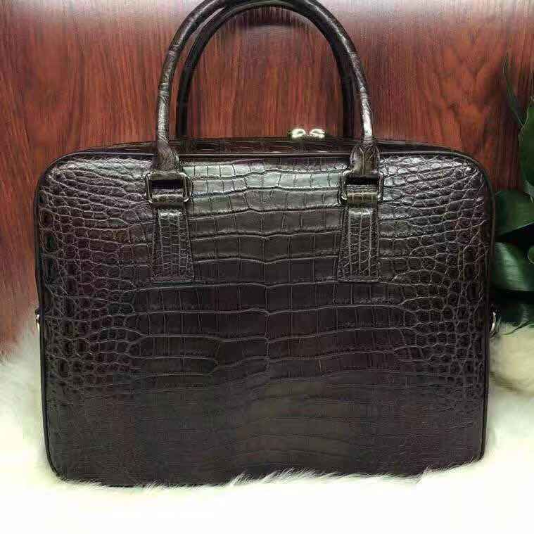 Luxury genuine crocodile leather handbag alligator belly skin laptop bag top quality business men's 