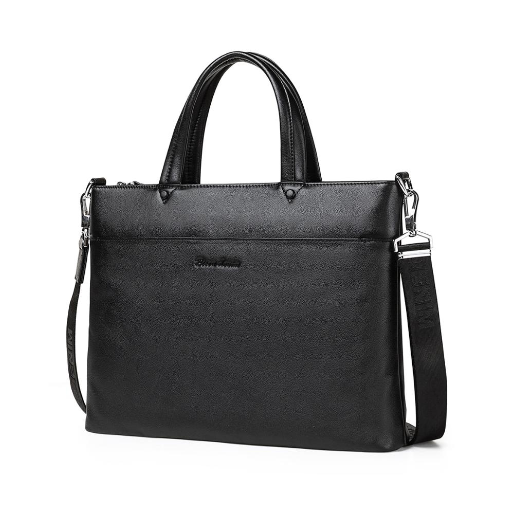 BISON DENIM Genuine Leather Men Briefcase Bags Bus