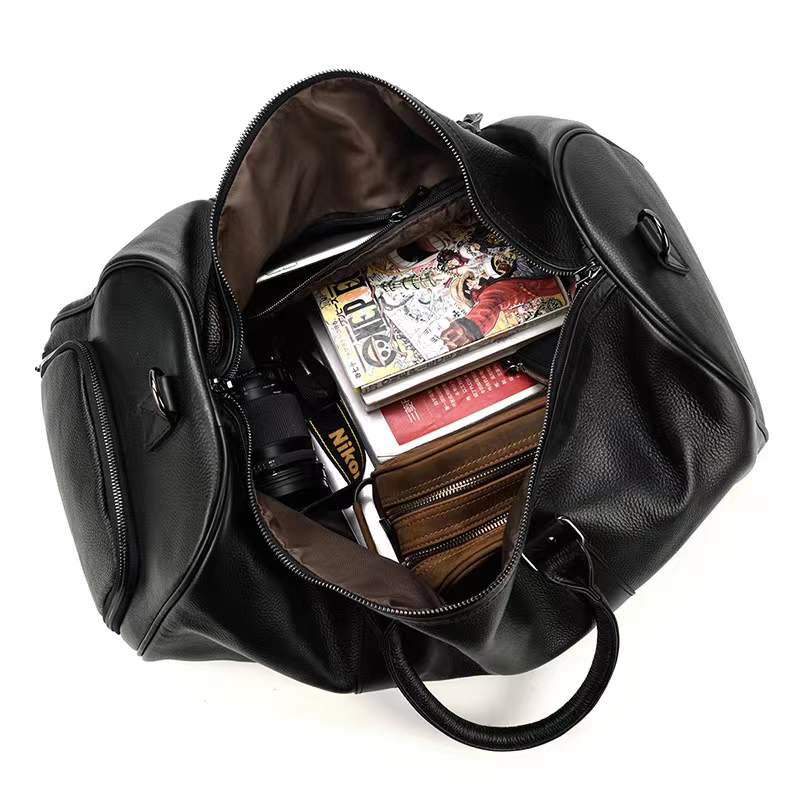 Custom Genuine Leather Travel Weekender Overnight Duffel Bag Gym Sports Tote Duffle Bag For Men