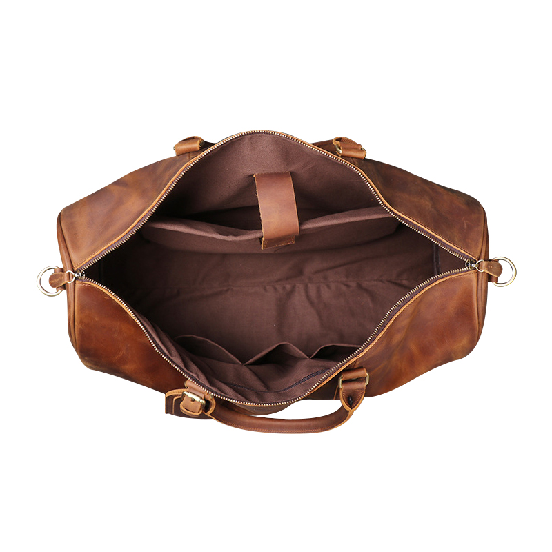 ANMAI Luxury Luggage Brown Men Travel Genuine Horse Leather Tote Bag Diagonal Large-capacity Duffle 