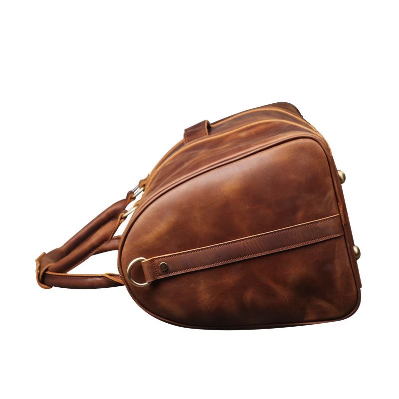 ANMAI Luxury Luggage Brown Men Travel Genuine Horse Leather Tote Bag Diagonal Large-capacity Duffle 