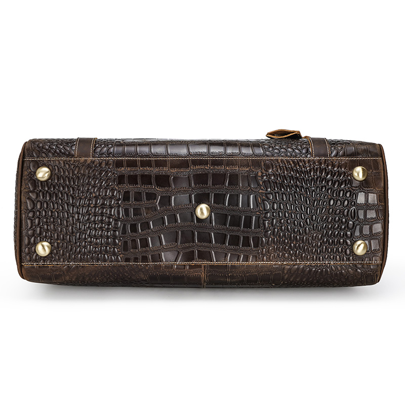 Luxury Genuine Leather Mens Crocodile Embossed Weekend Travel Bag Leather Luggage bag