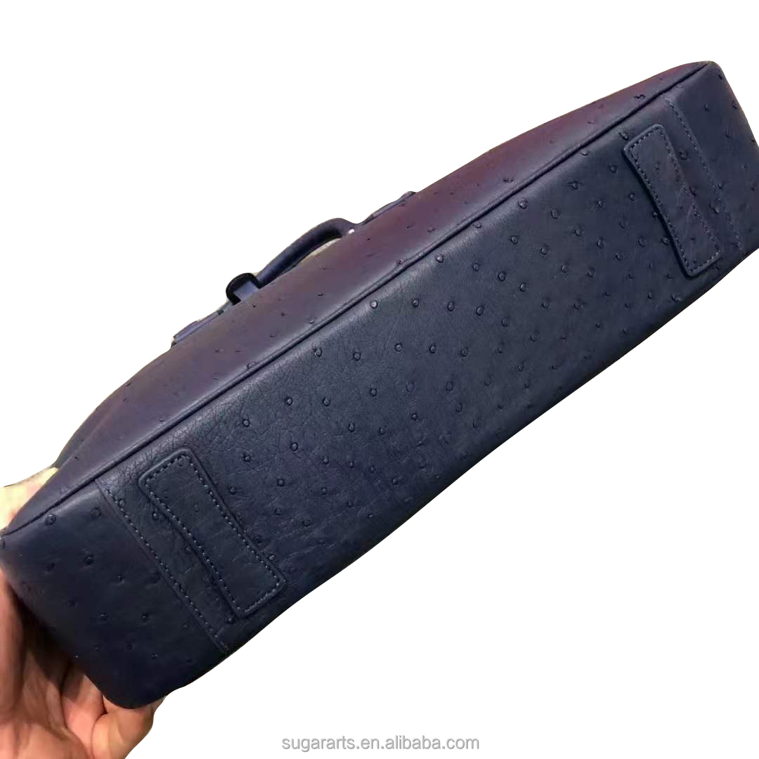 South Africa ostrich embossed leather Cowhide inner material bags key lock briefcase for men