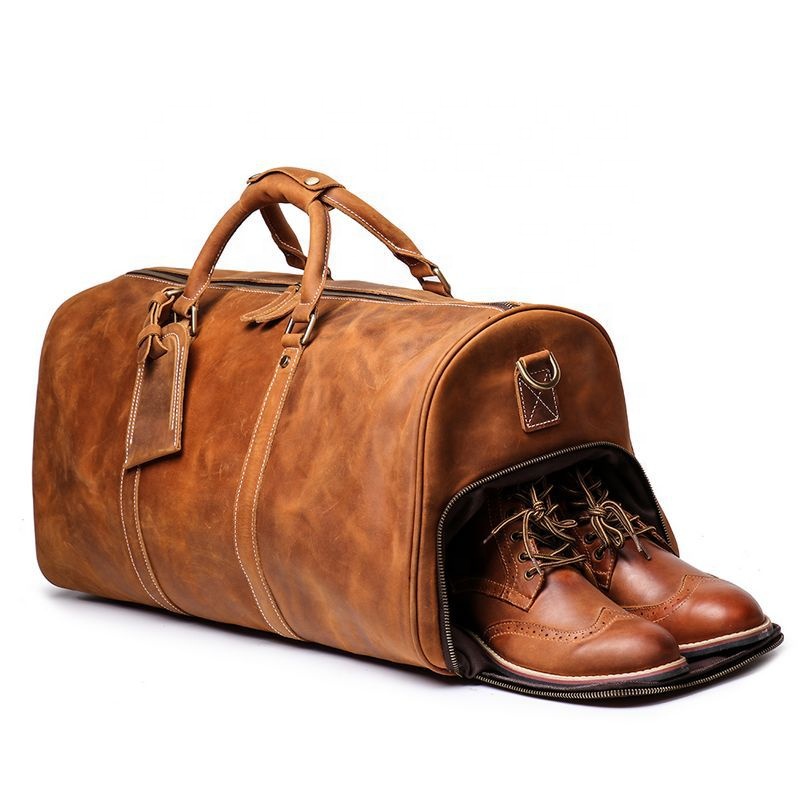Handmade Custom Leather Duffle bags for Men and wholesale Leather Travel Overnight Weekend Sports Gy