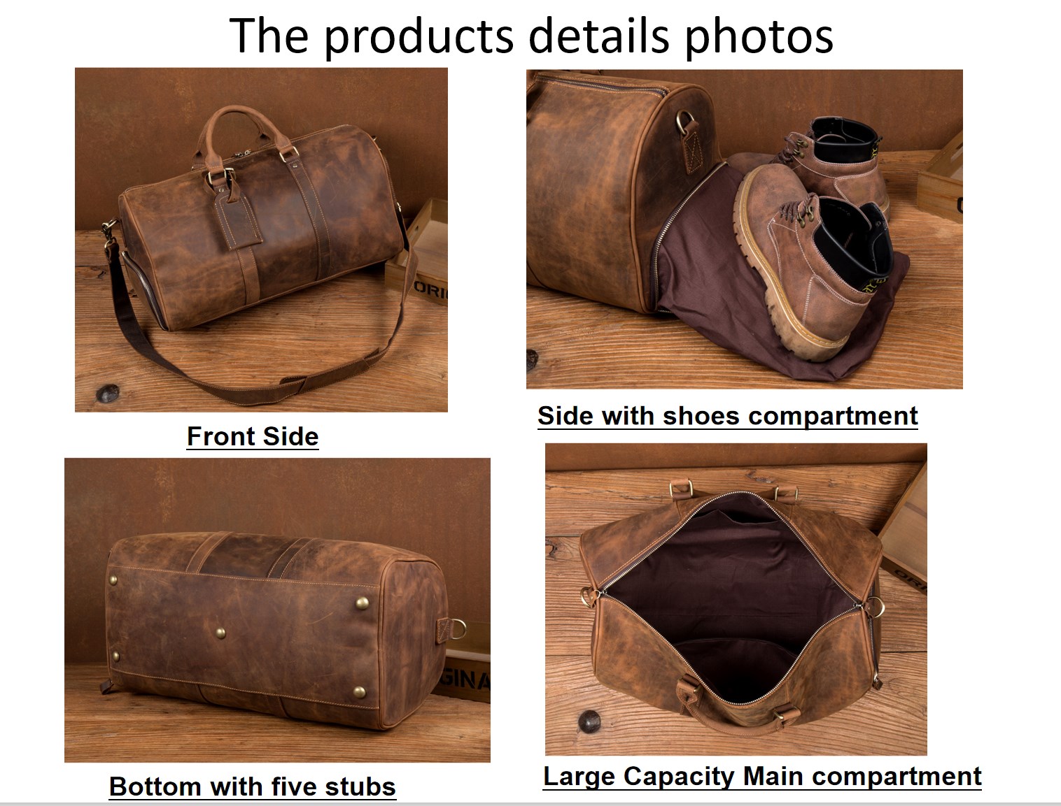 Handmade Custom Leather Duffle bags for Men and wholesale Leather Travel Overnight Weekend Sports Gy